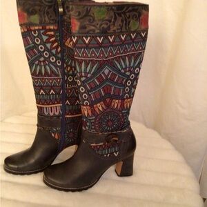 L’Artiste Natalia Dusky Blue Hand Painted Leather Tapestry.